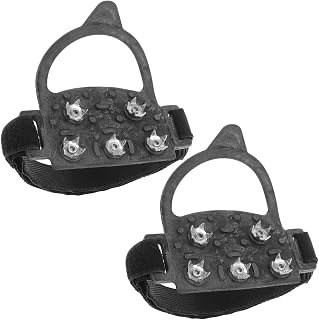 HANABASS Crampones para Exteriores Antideslizantes para Caminar sobre Hielo con Clavos Antideslizantes para Botas Tacos De Nieve De Metal Y Negro