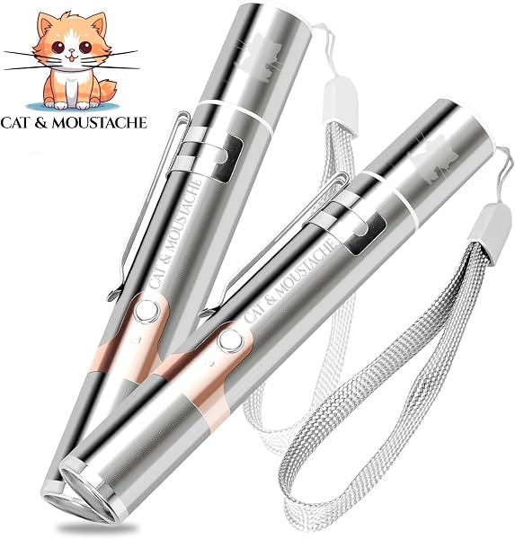 Cat & Moustache - Un Jouet Stylo Intéractif pour Chats et Chiens 7 en 1, Jeux d'exercice Stimule Instinct Naturel et Favorise Activité Physique avec 3 Modes Réglables - Stylo Rechargeable Prise USB - 5