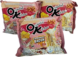 OK Carbonara Bacon Dry Instant Noodles – Creamy Italian-Style Flavor, 85g (Pack of 3)