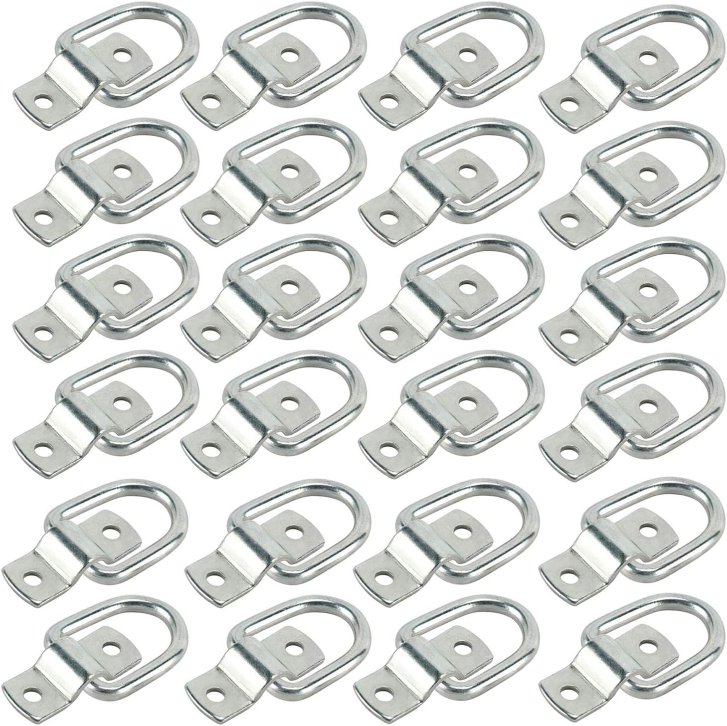 DasMarine D-Ring Tie Downs, 1/4" D-Rings Anchor Lashing Ring for Loads on Trailers Trucks RV Campers Vans ATV SUV Boats Motorcycles etc Vehicles, 1200 Pound Capacity per Ring (24)