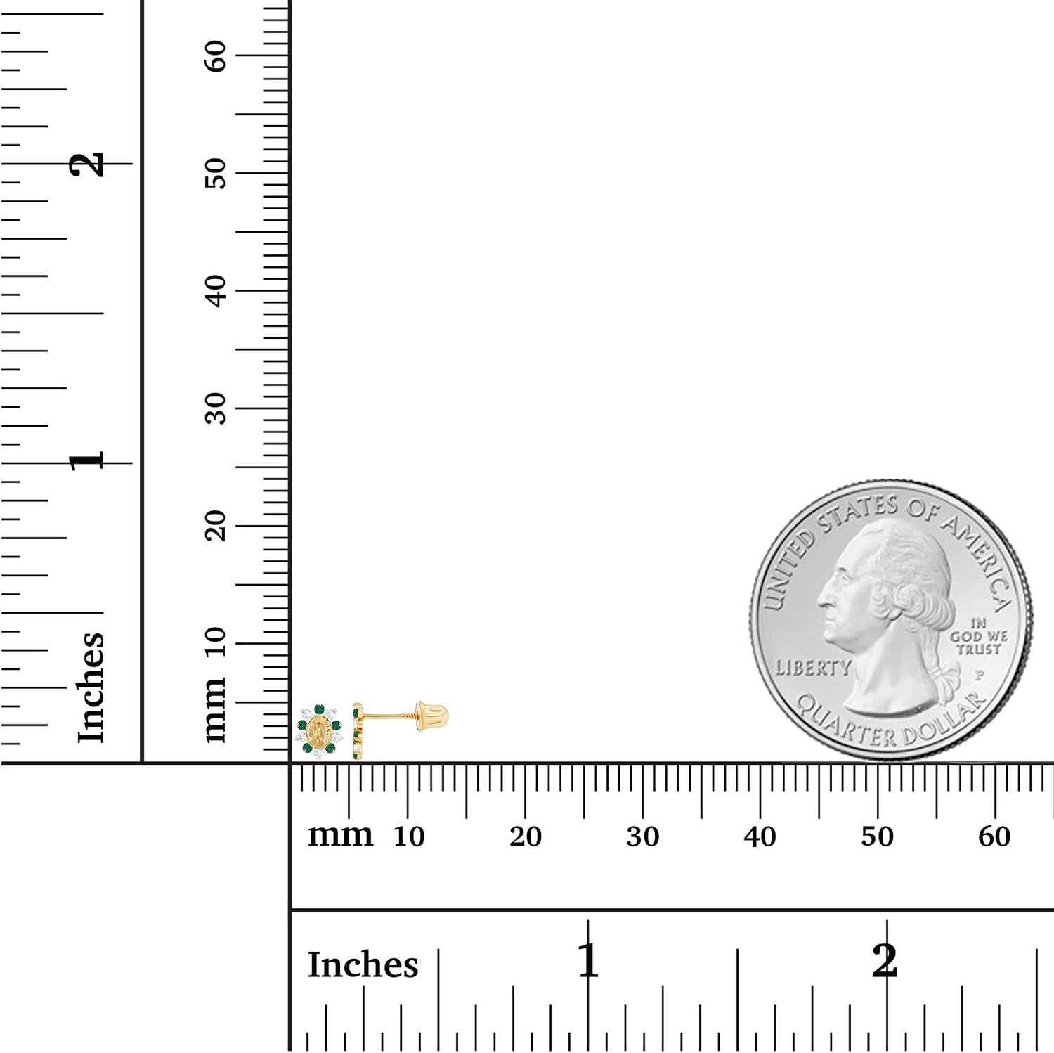 Solid 14K 5x7mm Religious Halo Birthstone Screwback Stud Earrings For Women | 1mm Round Birthstone | 1mm Created White Sapphire Screwback Earrings For Women