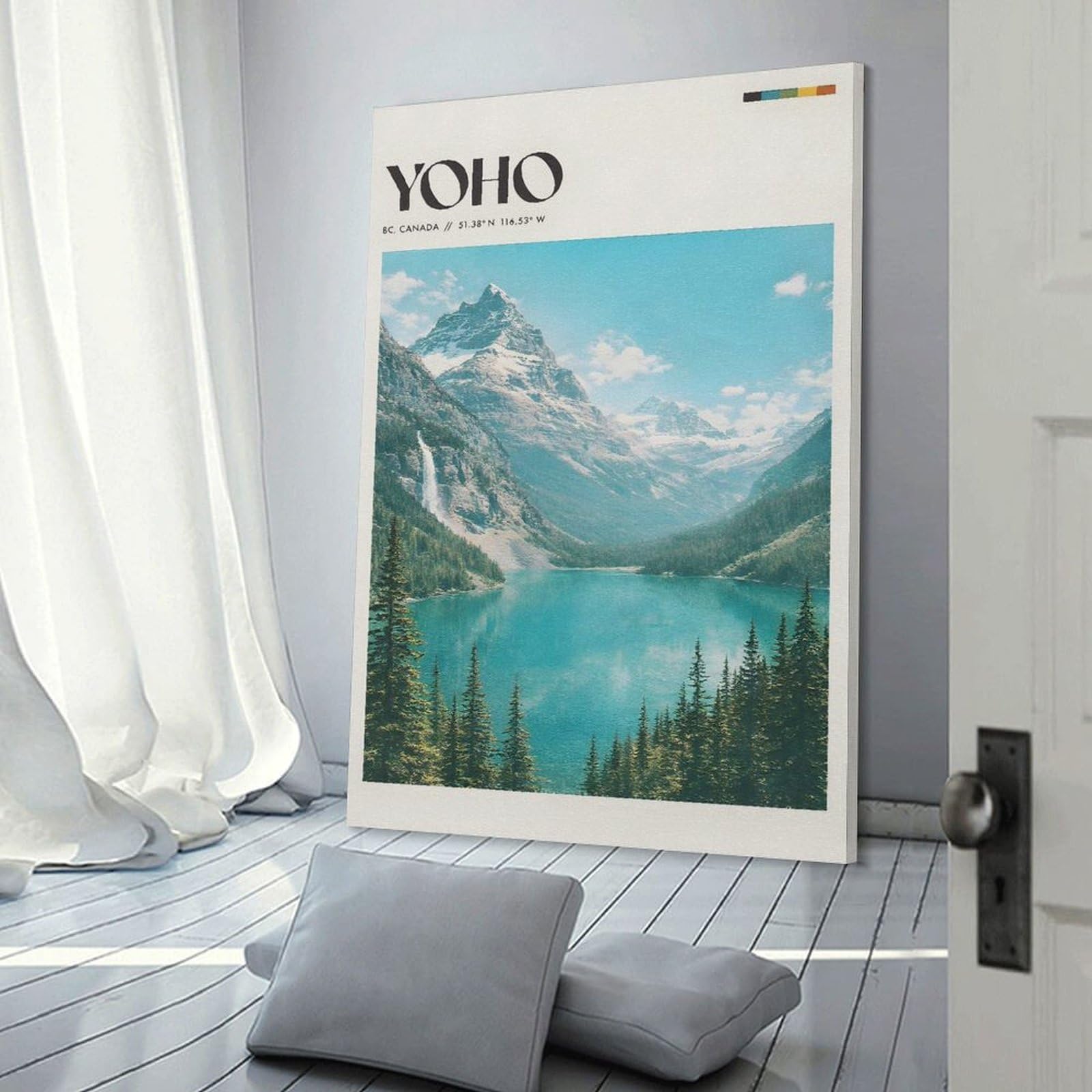 Junmoney Canvas Wall Picture Yoho National Park Landscape, 24x36inch(60x90cm), for Study, Office Or Focused Interiors, Wall Art That Adds Style to Work Areas