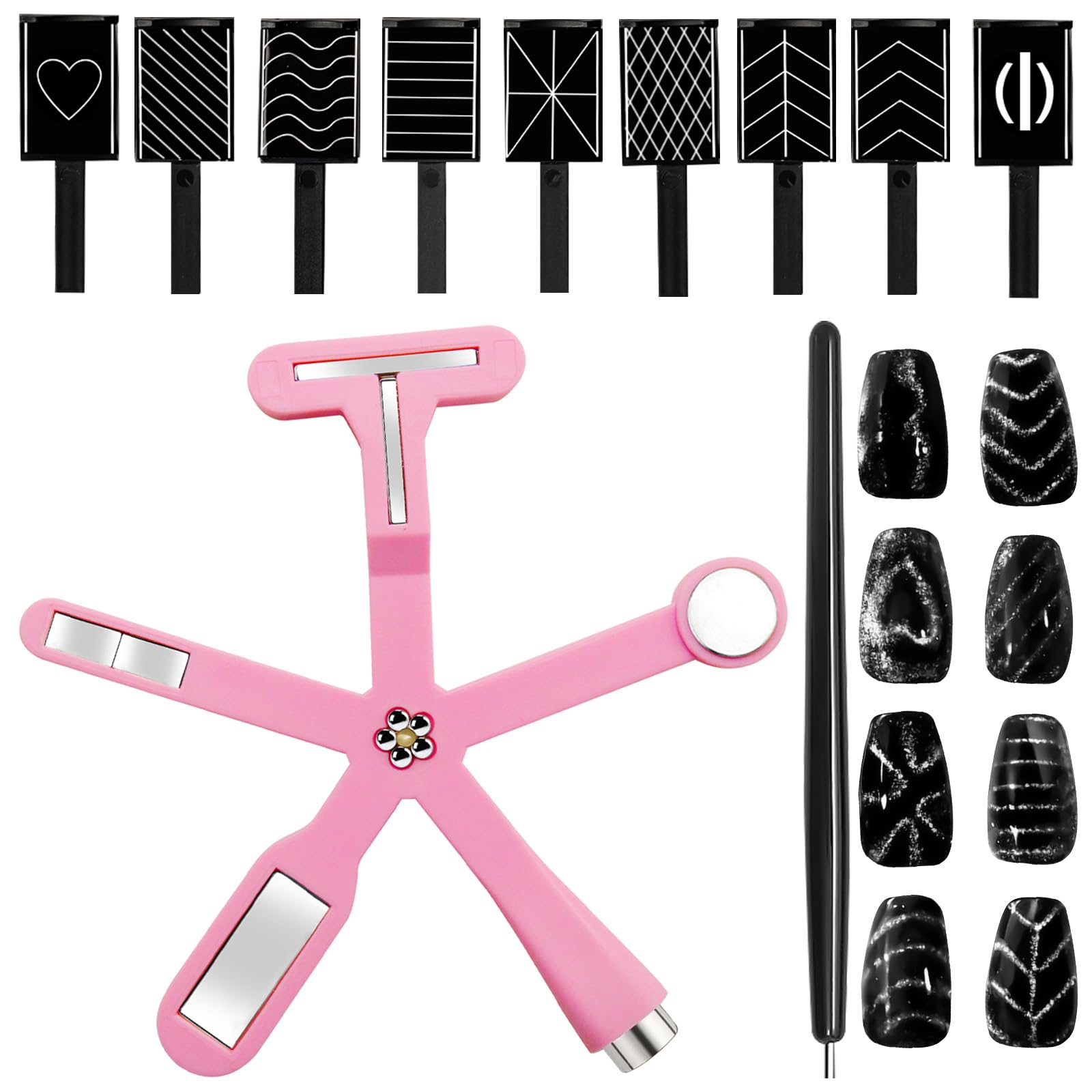 11Pcs Cat Eye Gel Nail Polish Magnet Set 6 in 1 Multifunction Powerful Suction for Nails Magnetic Art Design Tools Manicur...