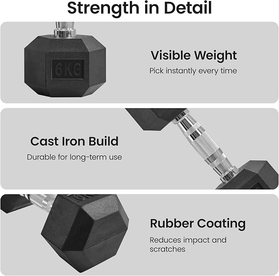 Yaheetech Hex Dumbbells Set with Work Guide