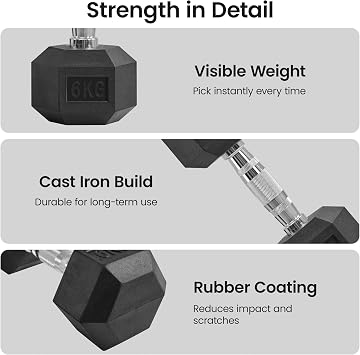 Yaheetech Hex Dumbbells Set with Work Guide