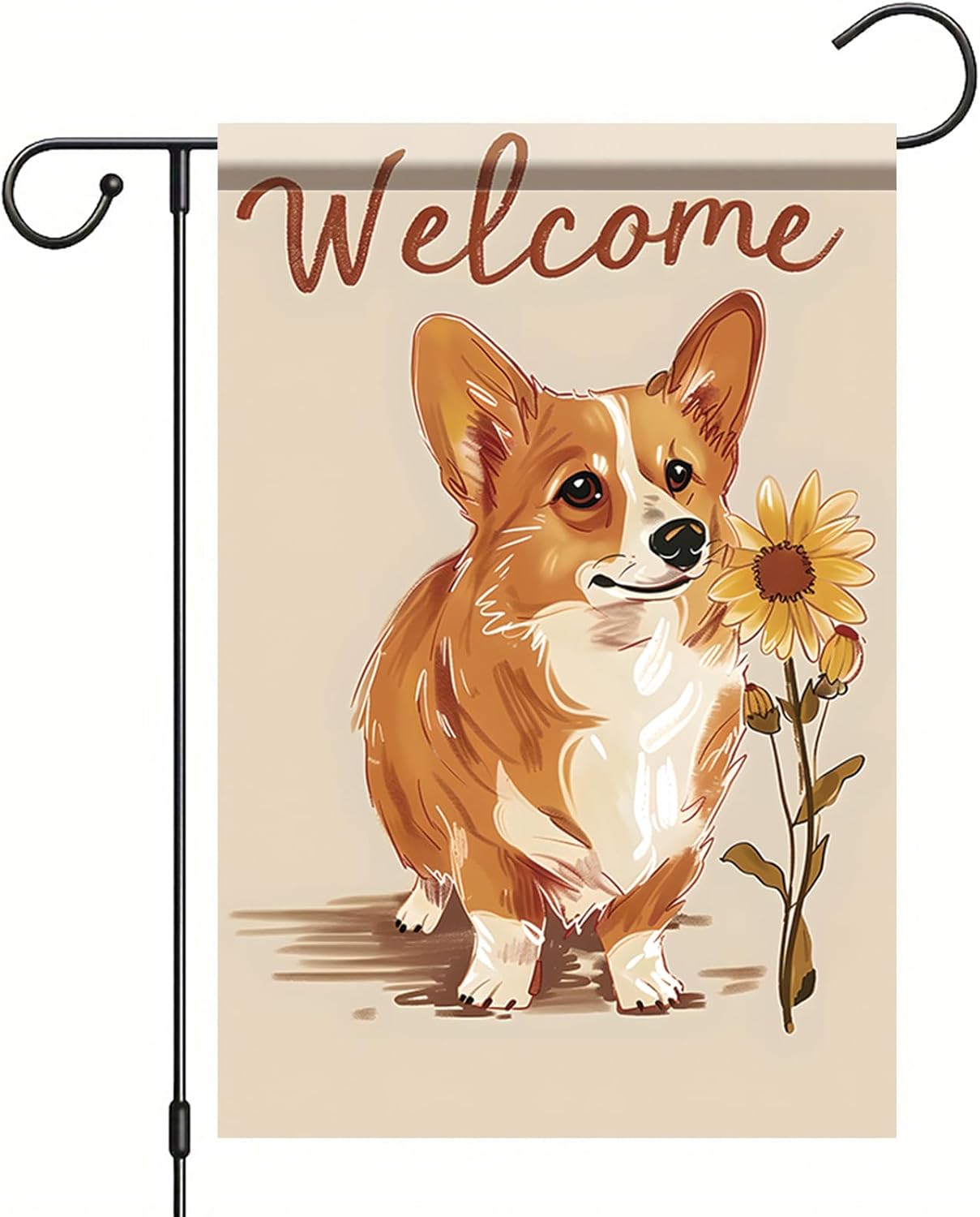 Spring Sunflower Corgi Garden Flag Floral Dog Garden Flag 12×18 Inch Double Sided Farmhouse Welcome Yard Flag Spring Summer Seasonal Outdoor Lawn Decor