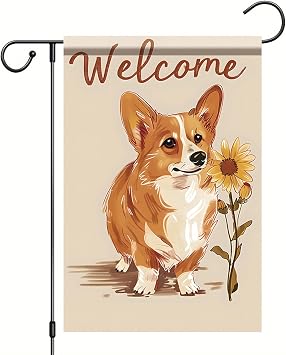 Spring Sunflower Corgi Garden Flag Floral Dog Garden Flag 1218 Inch Double Sided Farmhouse Welcome Yard Flag Spring Summer Seasonal Outdoor Lawn Decor