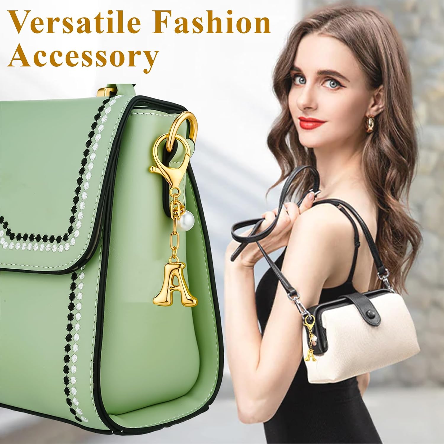 VICKHU Bubble Initial Letter Cute Keychain Bag Charms for Women