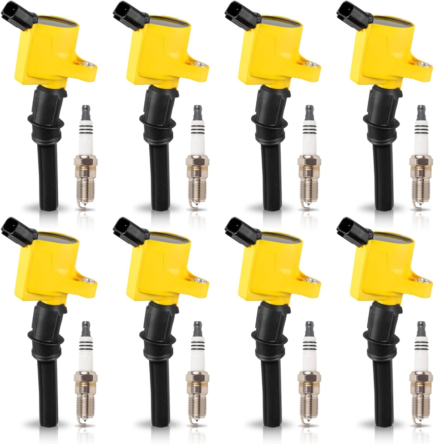ENA Heavy Duty Ignition Coil Pack and Platinum Spark Plug Set of 8 Compatible with Ford 1997 Mustang 1999-2000 Expedition 2000 F-150 4.6L Replacement for DG508 SP432