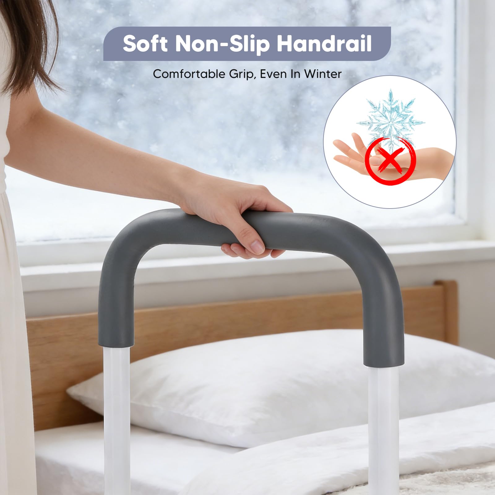 Scaletta da bagno con maniglione di supporto per anziani | Altezza regolabile in 5 posizioni (89-100 cm) | Sgabello a 2 gradini, portata massima 135 kg | Antiscivolo, ideale per vasca da bagno cucina