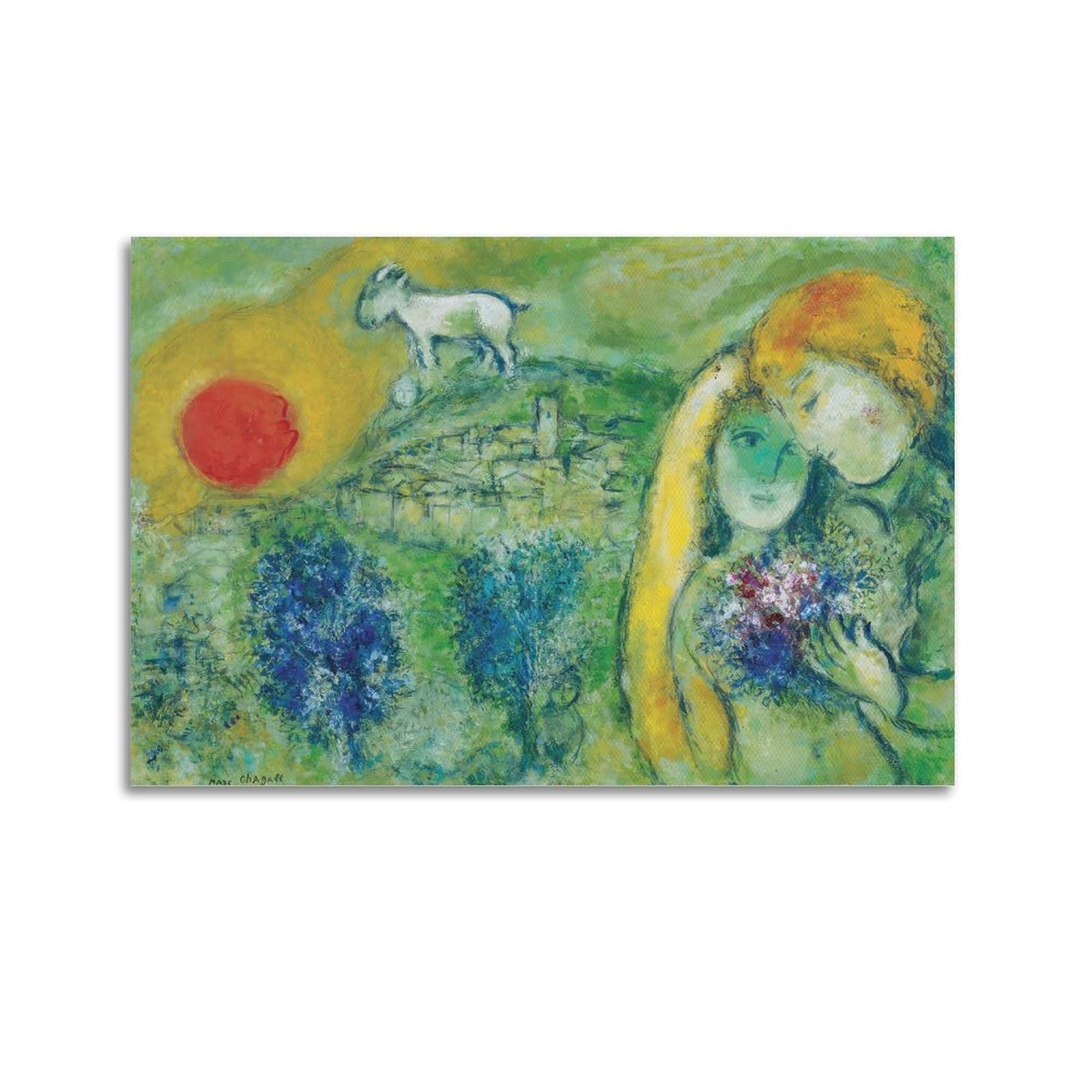 DryNda Marc Chagall Poster The Lovers of Vence Picture Print Wall Art Painting Canvas Artworks Gift Idea Room Aesthetic 12x18inch(30x45cm)