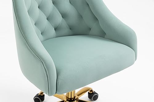 Miniatura 99 de ZOBIDO Cómoda silla de trabajo para la oficina en casa con ruedas, bonita y moderna tapizada de terciopelo con respaldo de concha, silla de