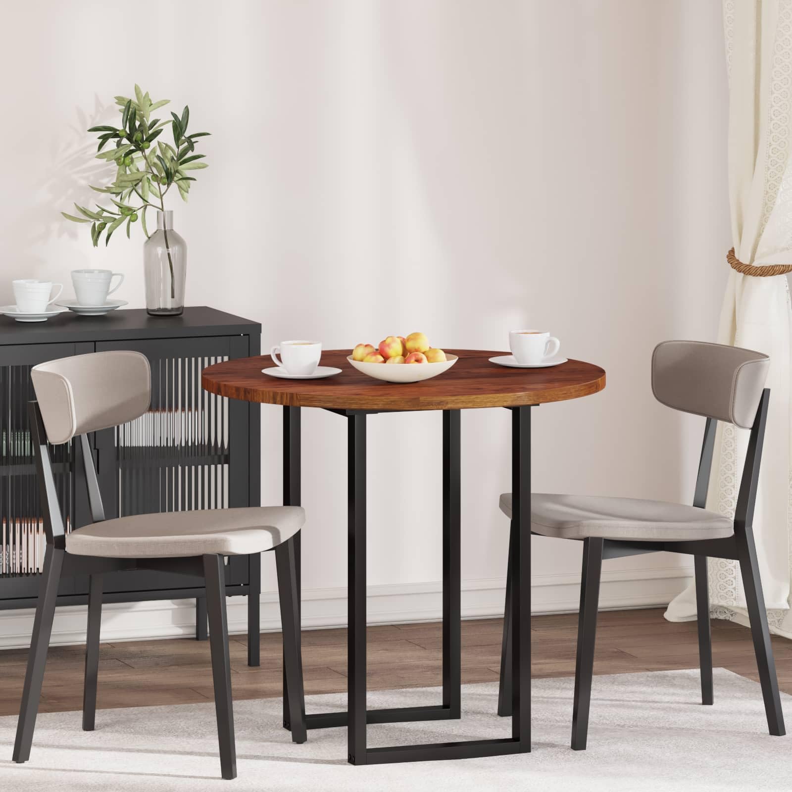 Piano del tavolo rotondo, 80 cm, in rovere massiccio, marrone