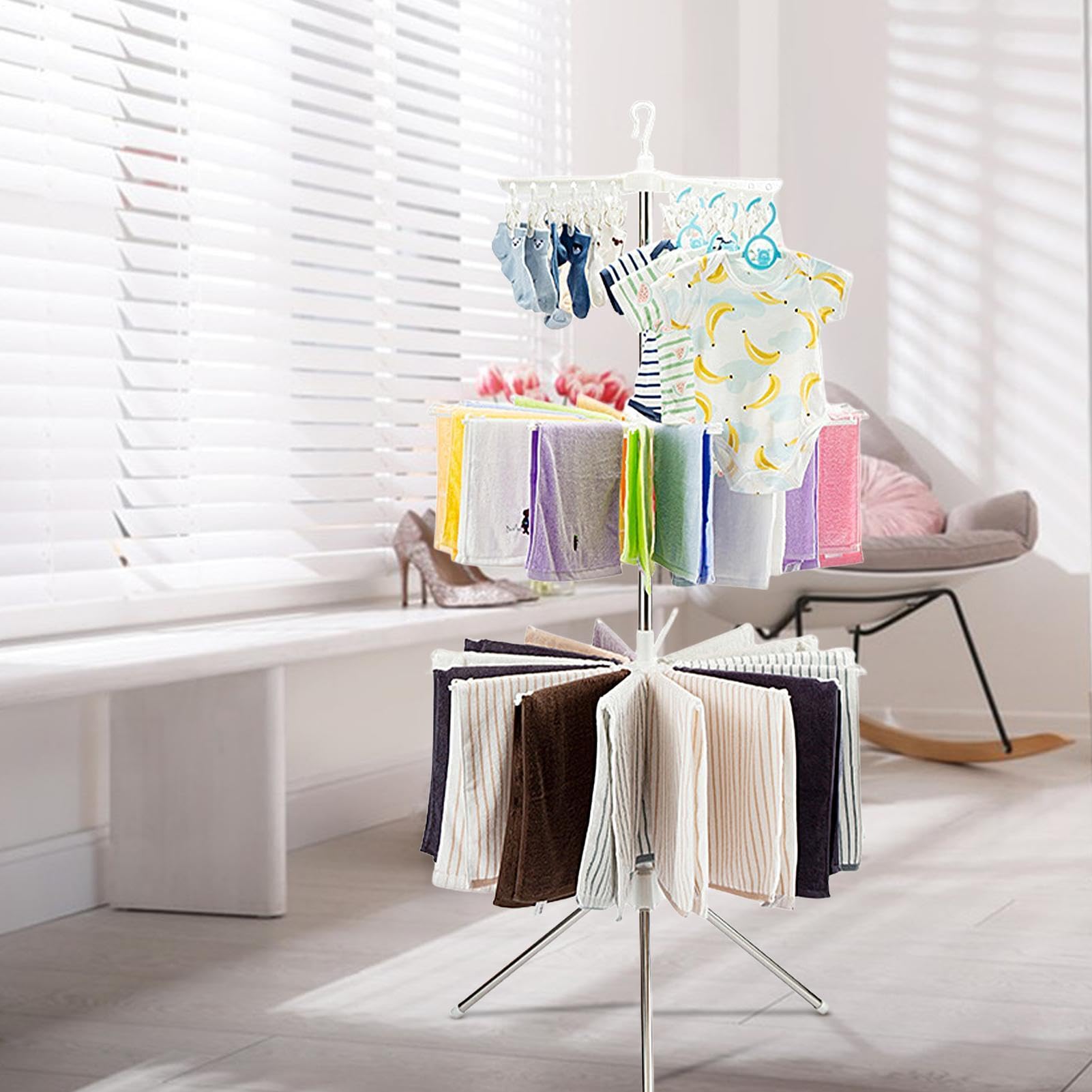 Trípode de secado de ropa – Torre plegable de acero inoxidable para colgar