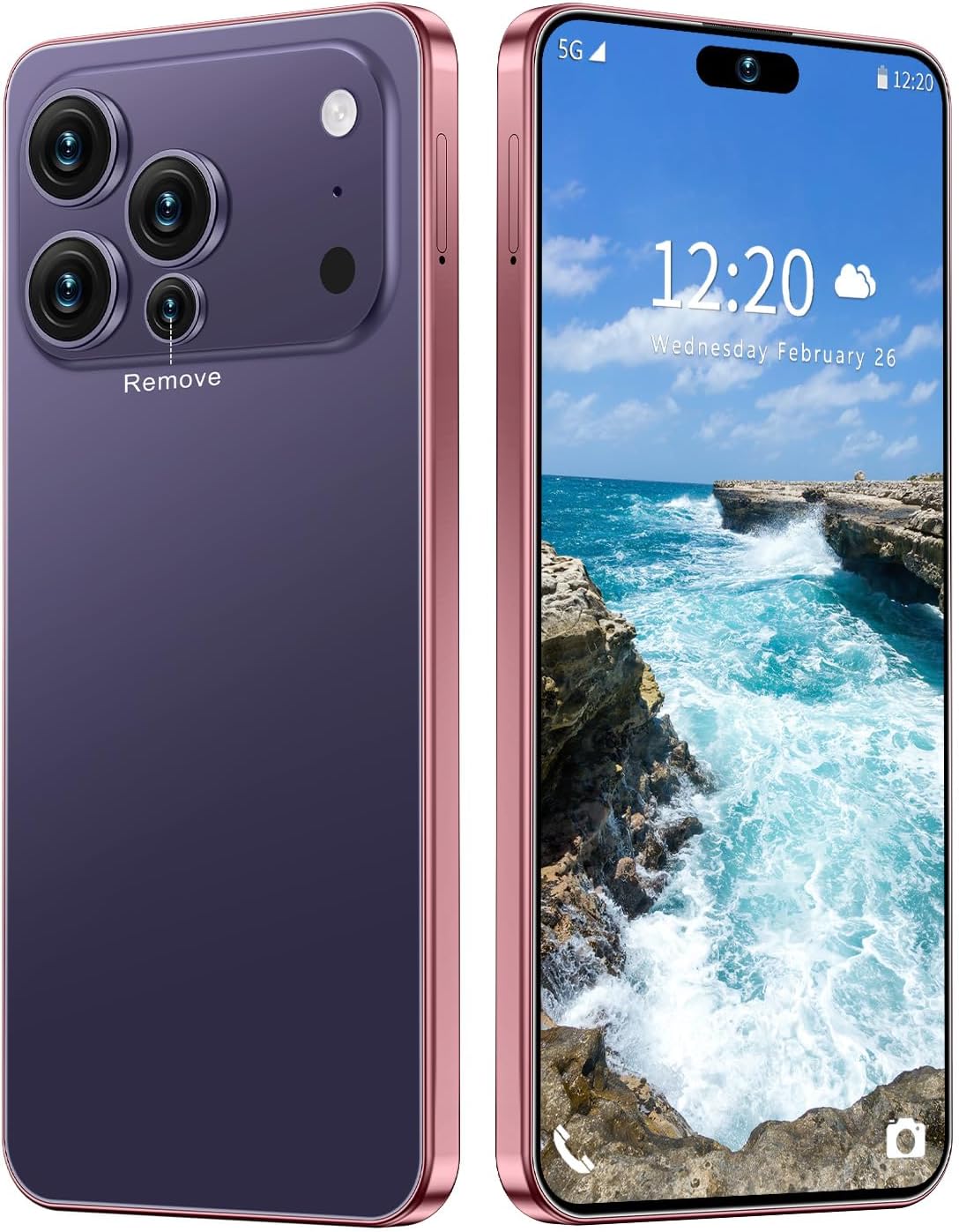 17 PMAX 12GB+512GB Smartphone Unlocked Cell Phone,6.99" HD Screen Android 15 5G Phones,Battery 7000mAh Unlocked The Phone,Fingerprint Button Unlock/GPS/Face ID/Dual SIM/5G (Deep Purple)