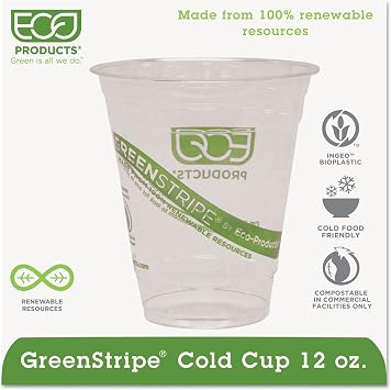 Eco-Products EPCC12GS GreenStripe Renewable & Compostable Cold Cups - 12oz, 50/PK, 20 PK/CT