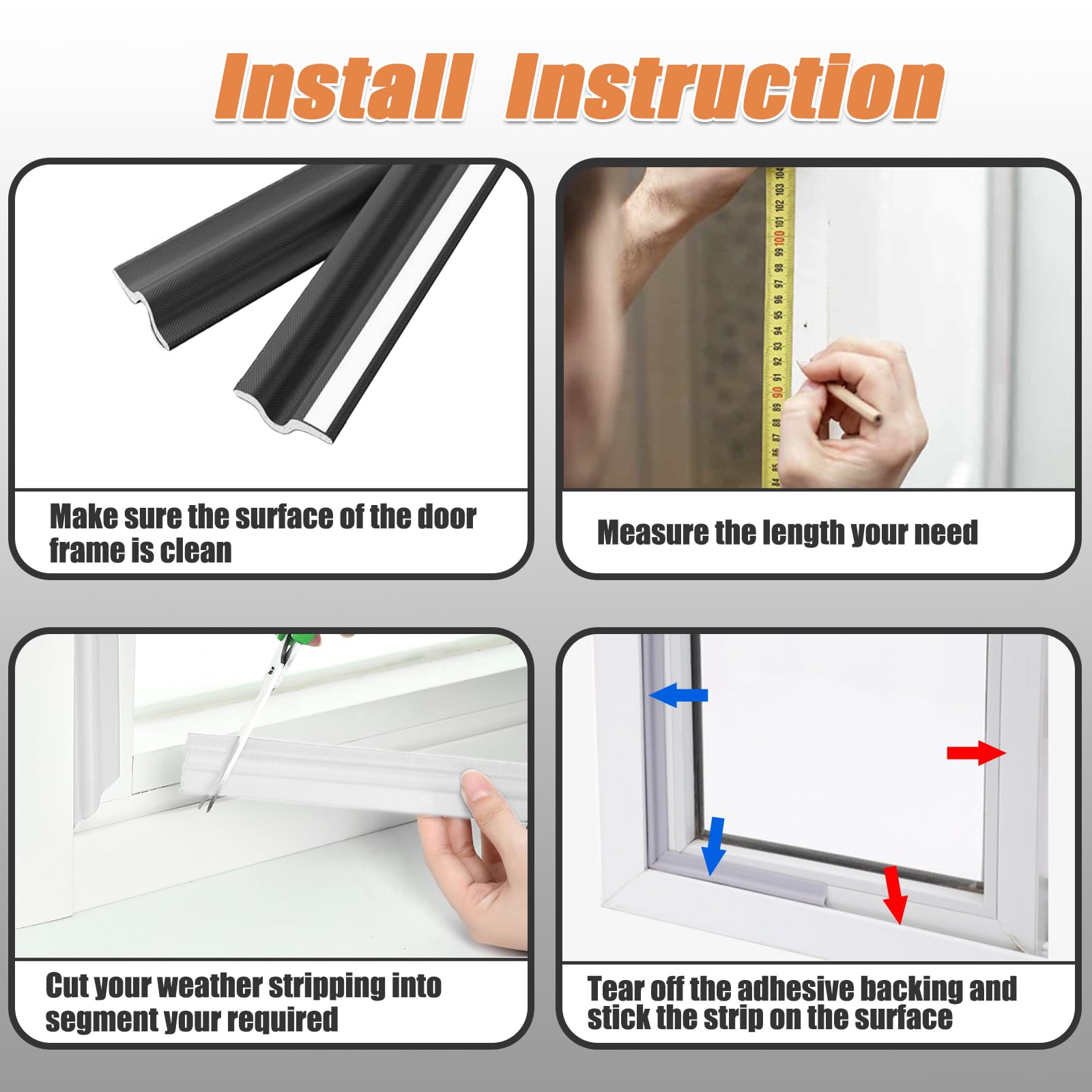 16.4 FT Window Adhesive Weather Stripping Seal Strip PU