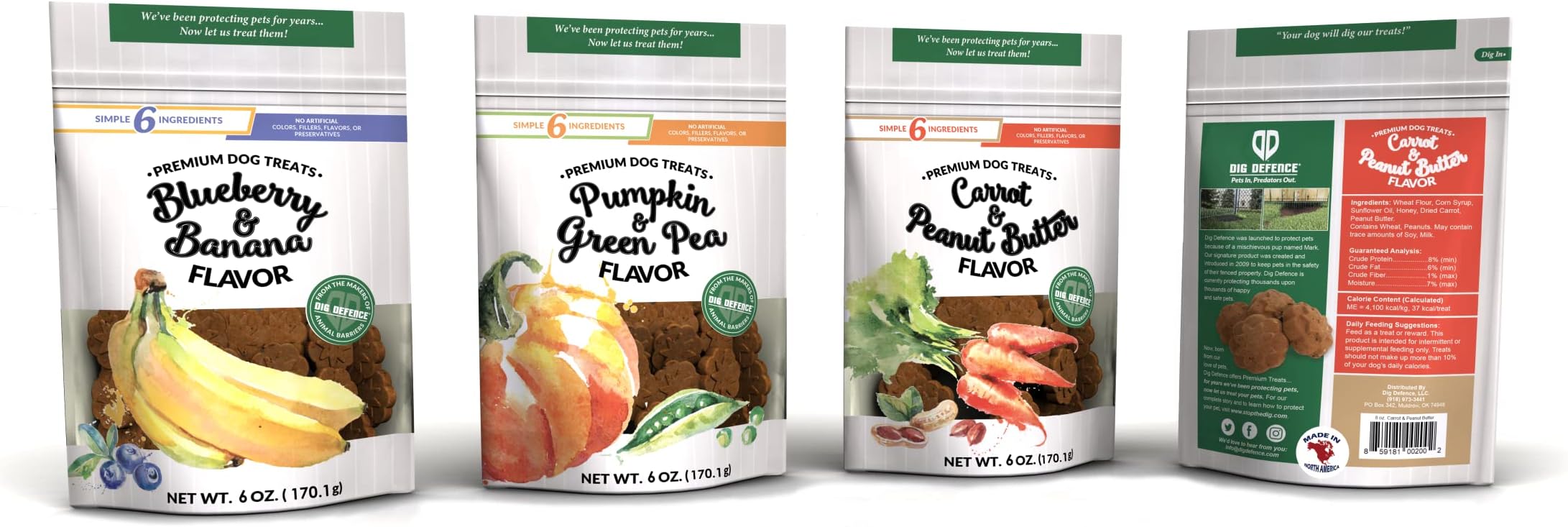 Dig DefencePremium Dog Treats Variety Pack - Gourmet Healthy Dog Treats, All-Natural Training Treats for Large, Medium & Small Dogs, 6-Pack