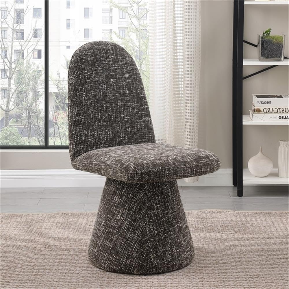 BOWERY HILL Contemporary Dining Chair Set, Brown Interwoven Polyester Fabric, 19.5" W x 25" D x 35.5" H, Art Deco Design, Upholstered Seating for Living Room, Bedroom, Lounge, or Dining Spaces