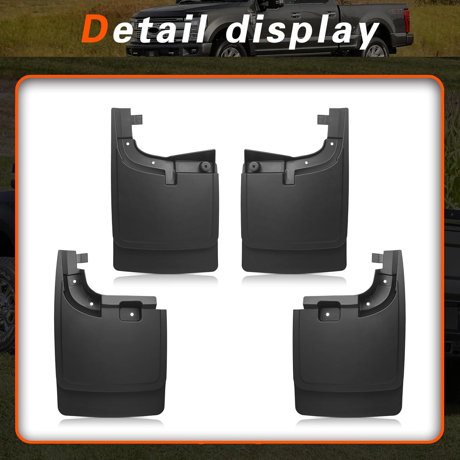 F250 Mud Flaps Compatible with 2017-2022 Ford F250 F350 F450 F550 Super Duty Trucks Mud Guards Splash Guards with Out Fender Flare Front & Rear 4pcs