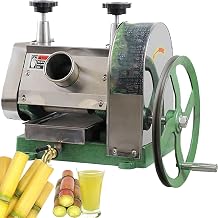 Manual Sugar Cane Juicer, Stainless Steel Commercial Sugarcane Press Machine with 3 Rollers and Handwheel, 65-80% High Juice Extraction for Shop, Home, Restaurant, Juice Bar