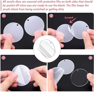 Audab Acrylic Keychain Blanks Kit - 120pcs Including Clear Acrylic Blanks, Keychain Tassels, Key Rings, Jump Rings for DIY Key Chain Vinyl Crafting