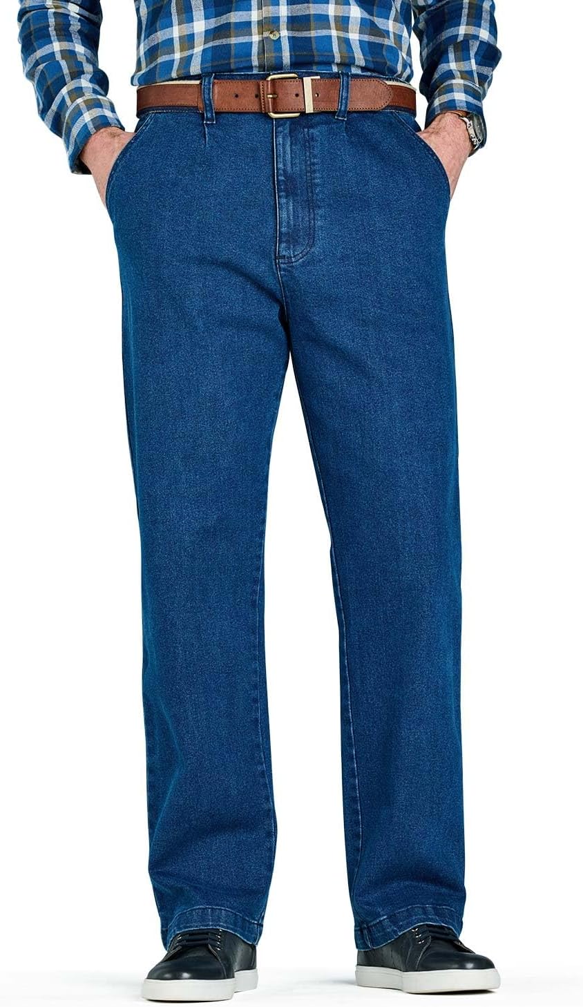 Chums Men's HIGH-Rise Denim Straight Leg Jeans - Elasticated Stretchy Cotton