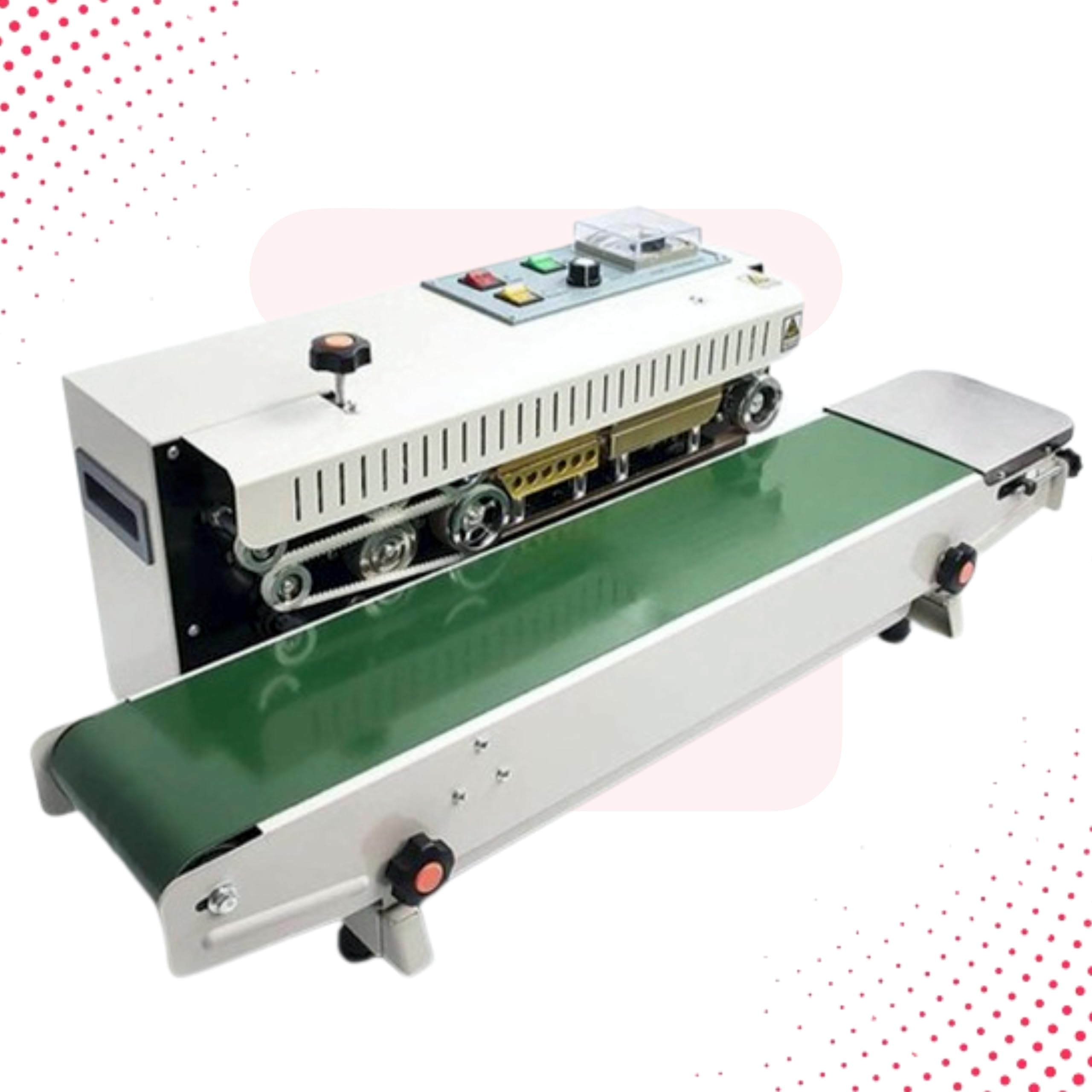 Sonic Industries FR900 Horizontal Band Sealer for Food Packet Packing | 220V/50HZ, 5-12mm Sealing Width, 5-15mm Seal Speed, Durable Mild Steel Body, Easy to Use for Plastic Bags, Pouches