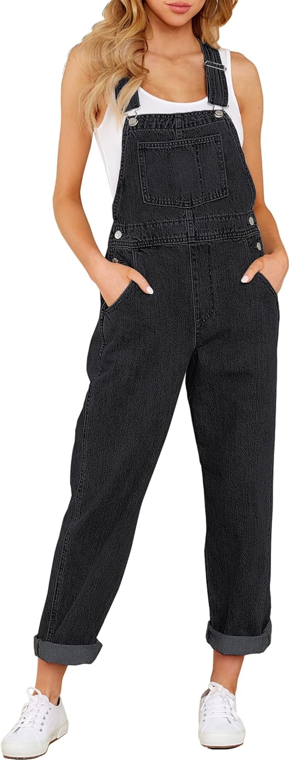 luvamia Women's Casual Stretch Adjustable Denim Bib Overalls Jeans Pants Jumpsuits