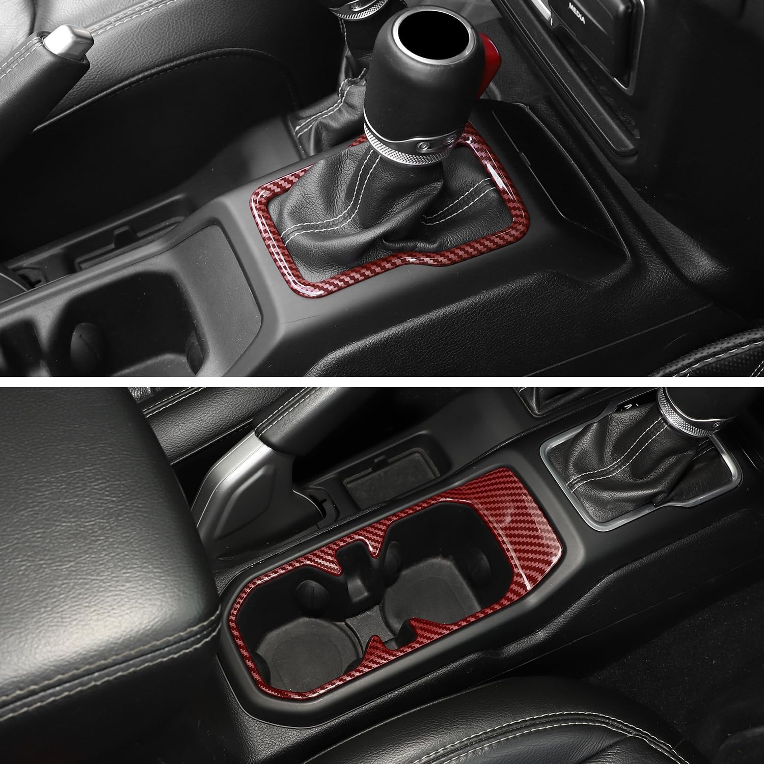 RT-TCZ Interior Trim Kit Cover Center Console Decoration Accessories Compatible with Jeep Wrangler JL JLU & Gladiator JT 2018-2023 23PCS,Red Carbon Fiber