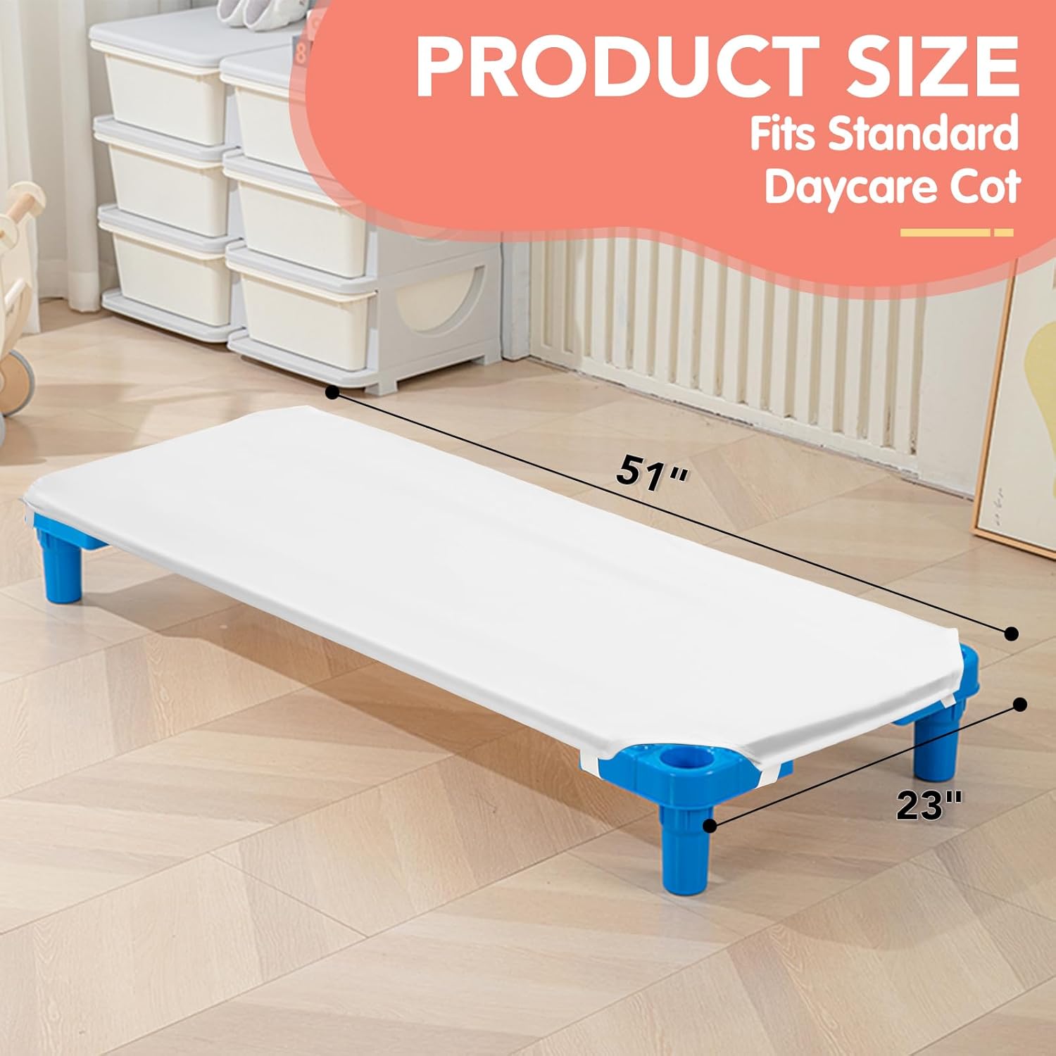 10 Pcs Cot Sheets for Daycare, 23" X 51", White Daycare Cot Size Sheet with Corner Elastic Loops for Child Boys Girls, Daycare Essentials for Toddler and Preschool