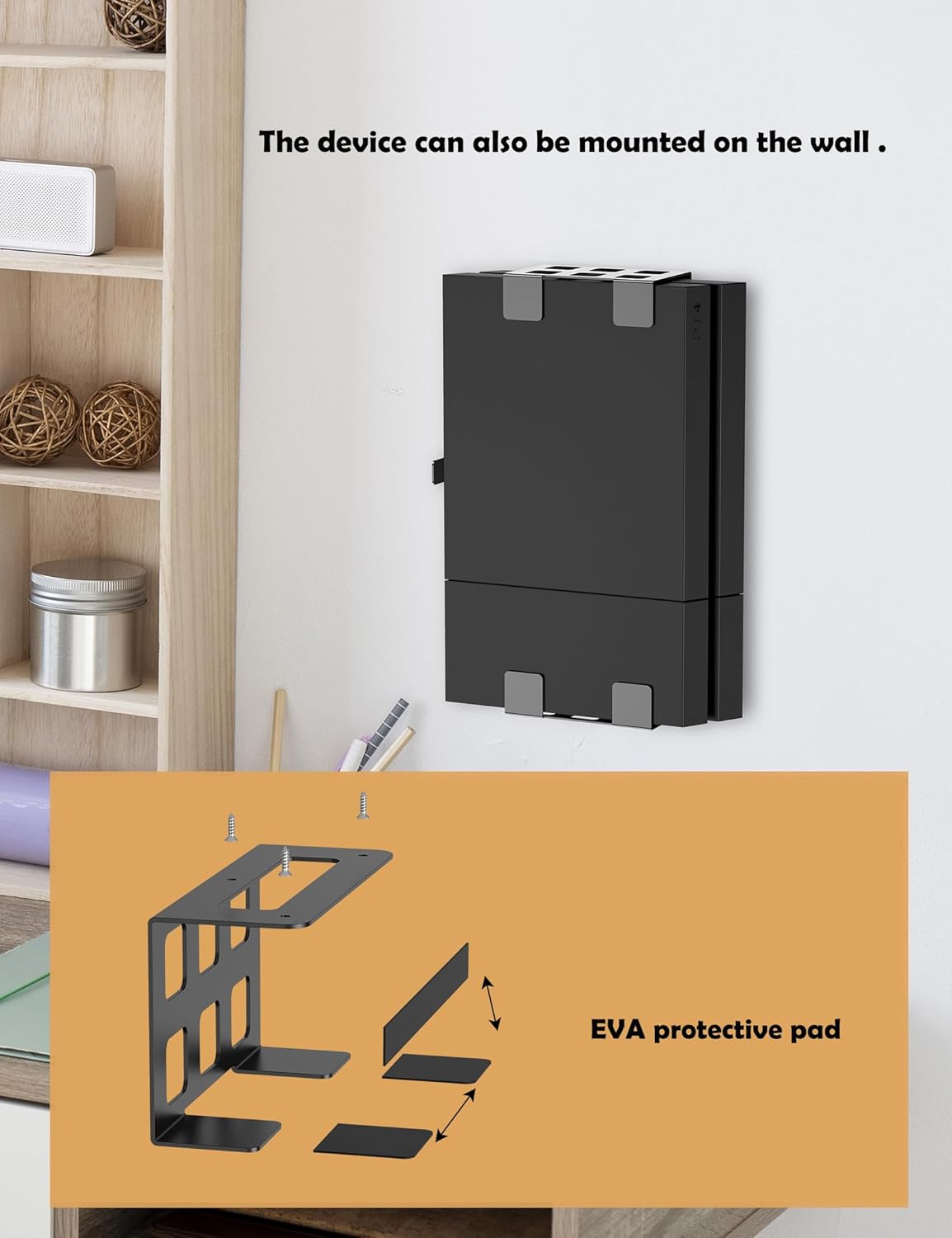 TYAMTOGSM Under Desk Mount for xbox one s/x/original/Xbox 360/ series/s/ ps4/ ps3 Compatible with Cable Box/Media Players and other Any Device Upto 3.5" Thick. (Black)