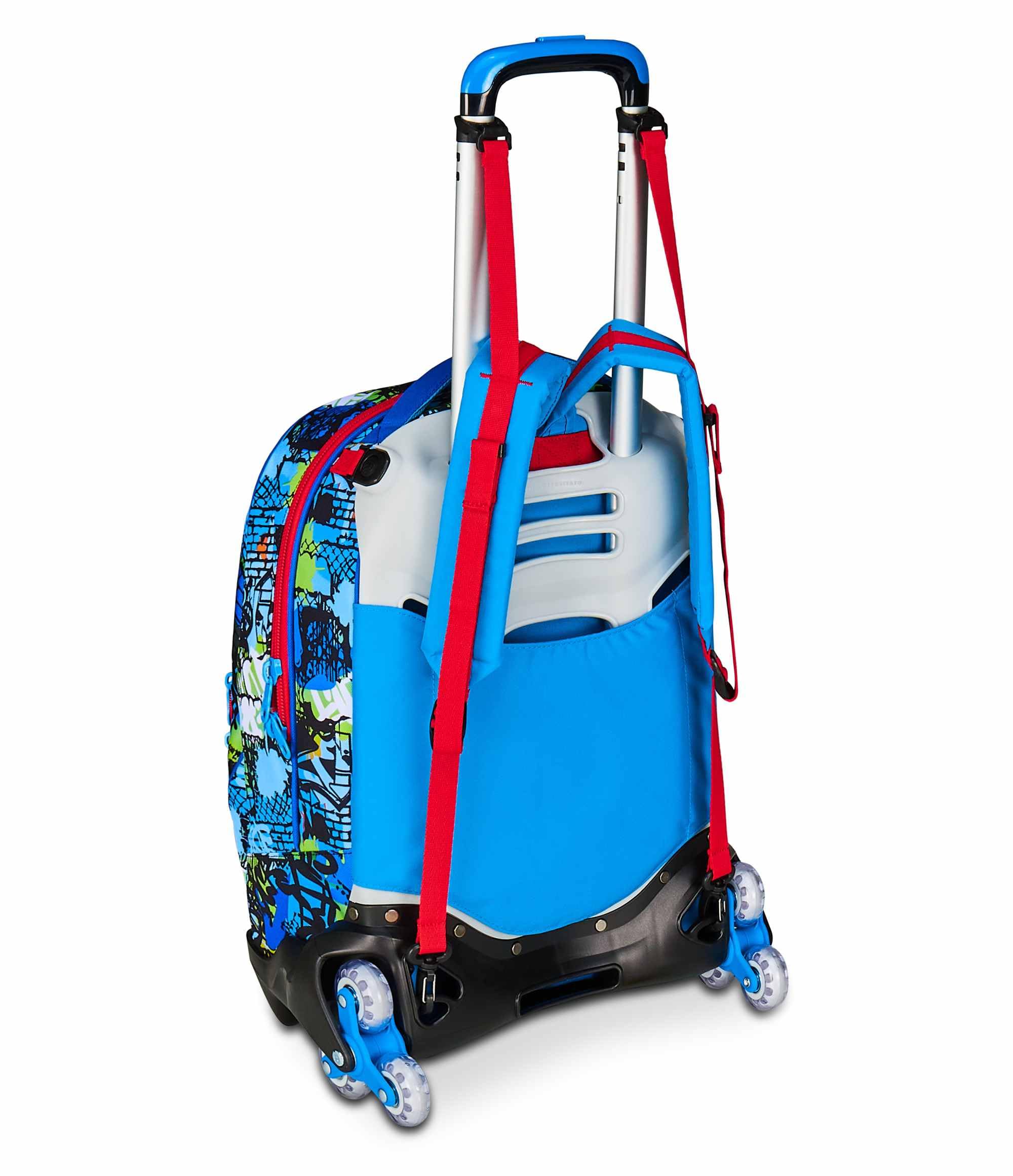 SJ GANG STYLE JAM GANG Trolley Scuola Jack 3 Ruote, Multicolore, 3 in 1, Zaino Triplo Uso con Carrello Sganciabile, 33 L, Zaino Scuola Elementare, Zaino Bambino