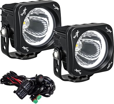 Vision X Lighting XIL-OPH115KIT Optimus Square Halo 1, 10W LED, Emark Approved, 15 Degree Narrow, 2 Light Kit, Black