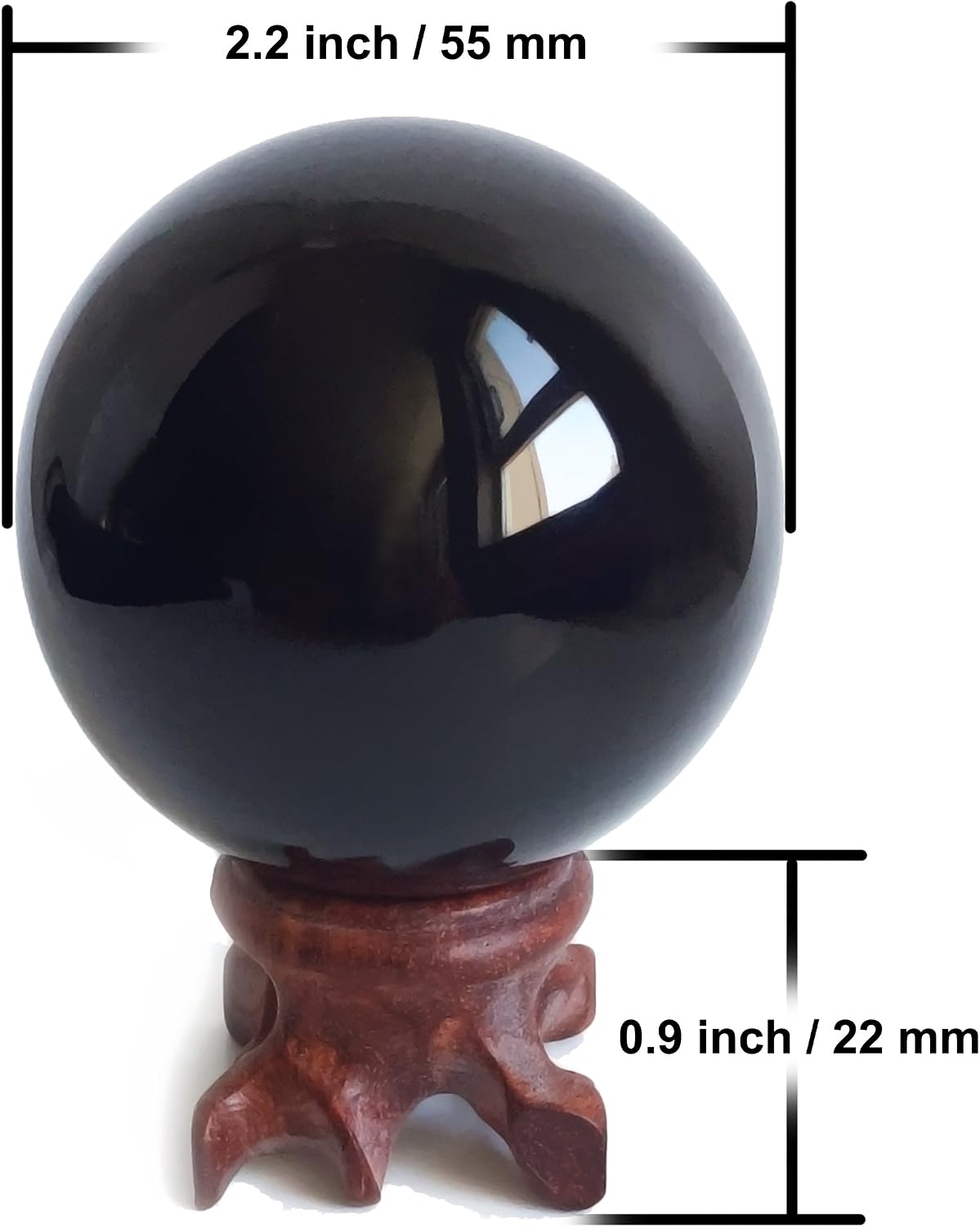 Mina Heal Obsidian Crystal Ball for Fengshui Ball, Meditation, Crystal Healing, Divination Sphere, Home Decoration, 100% Natural and Genuine image 2