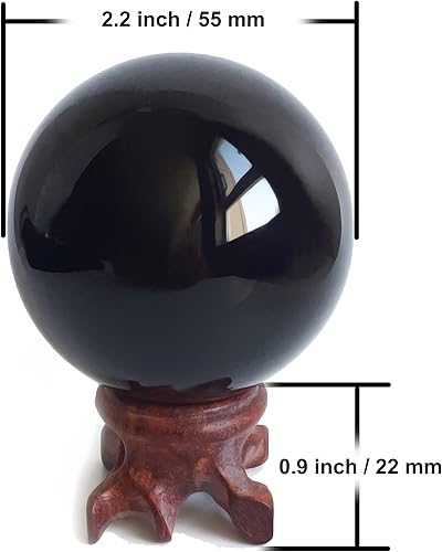 Miniatura 6 de Mina Heal Bola de cristal de obsidiana de 4.3 pulgadas para pelota Fengshui, meditación de rascado, curación de cristal, esfera de adivinación,