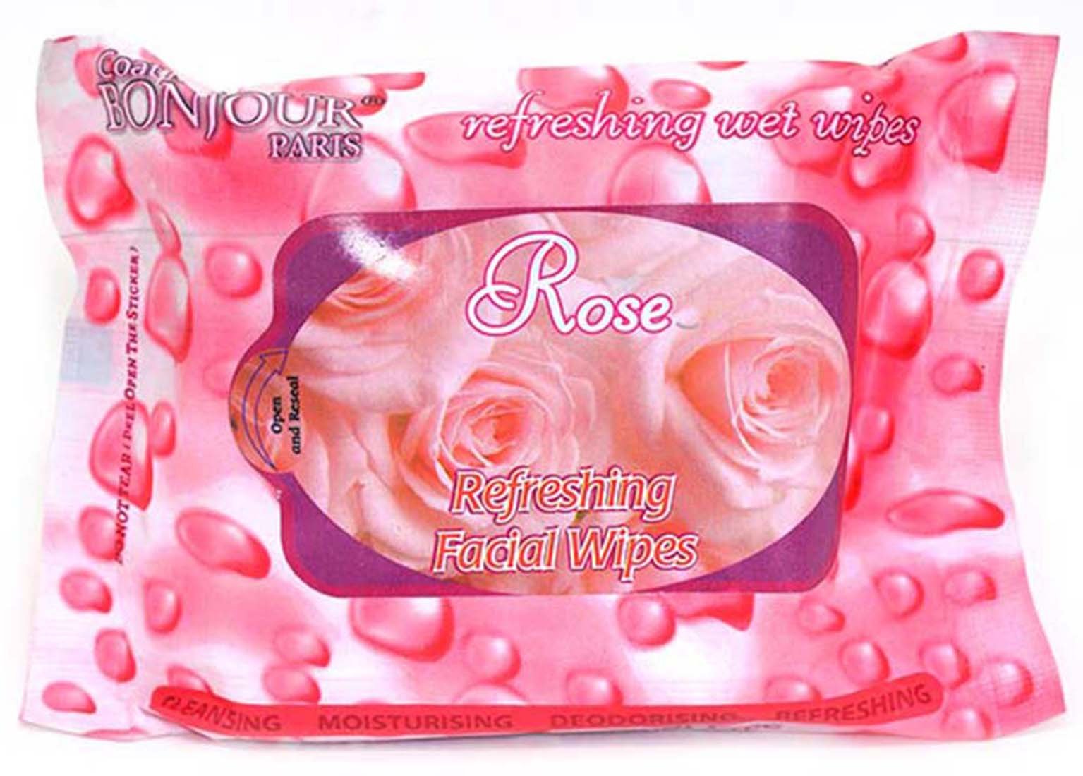 Bonjour Paris Wet Facial Wipes with 25 wipes - Alcohol Free, 100 gm (Rose)-image-31