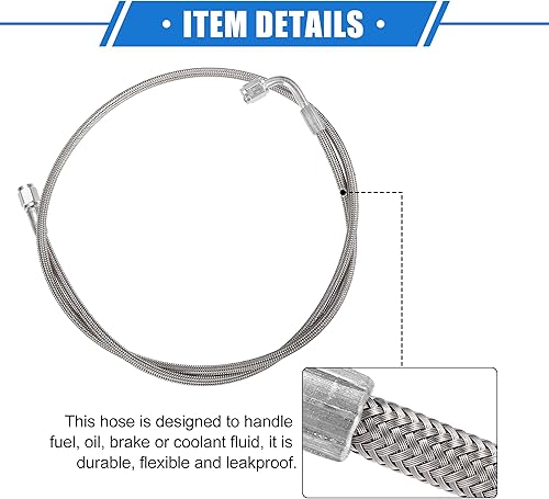 Miniatura 5 de AN3 - Línea de alimentación de aceite turbo de acero trenzado de 90 grados a extremo de manguera recta, turbocompresor remoto de 42 pulgadas, línea