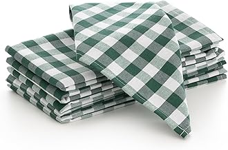 GAMUSI Lot de 6 serviettes en tissu à carreaux Vichy en coton résistant pour hôtellerie 45 x 45 cm, vert