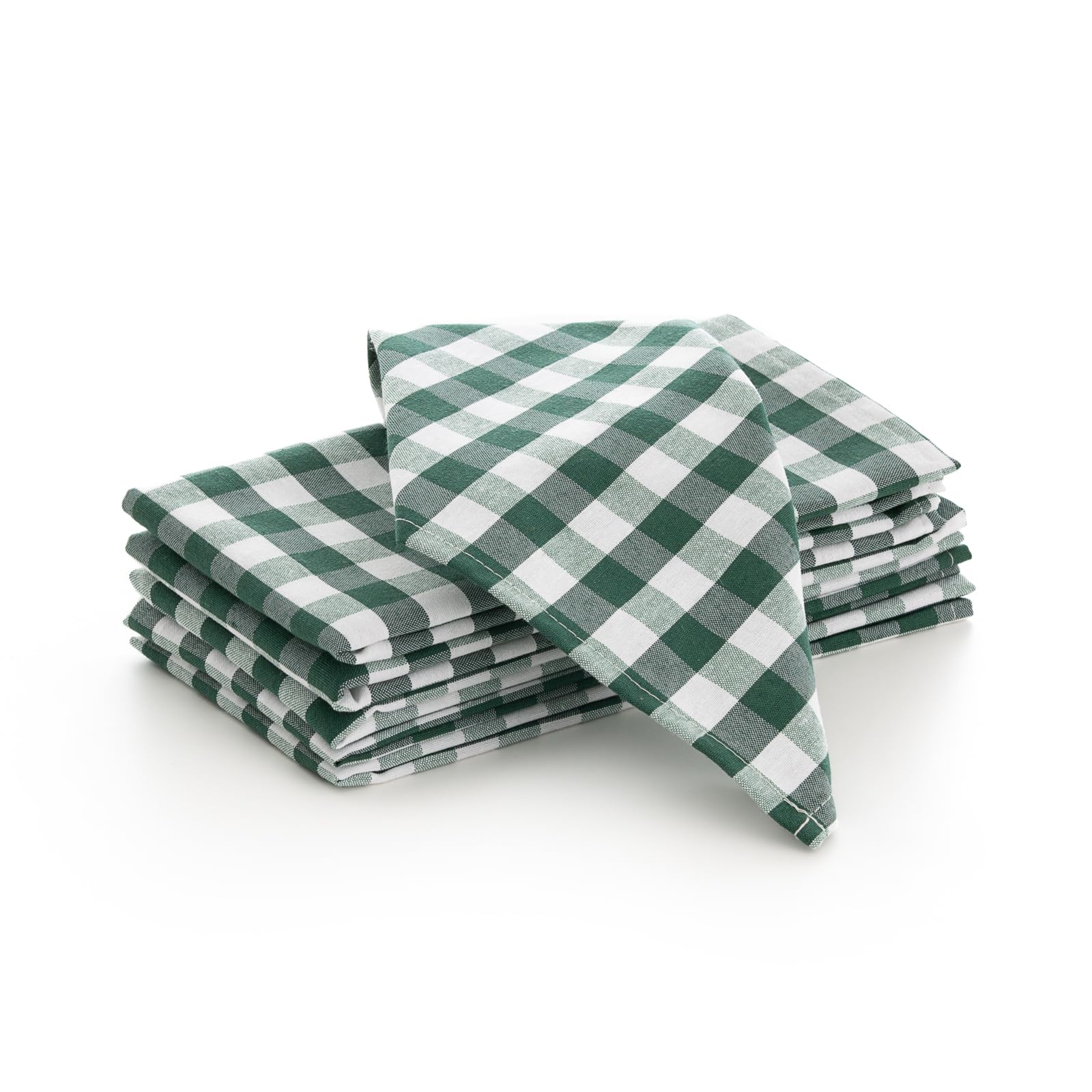 Gamusi Green Vichy Check Fabric Napkins – Pack Of 6 Units Resistant Cotton For Hospitality 45 X 45 Cm,