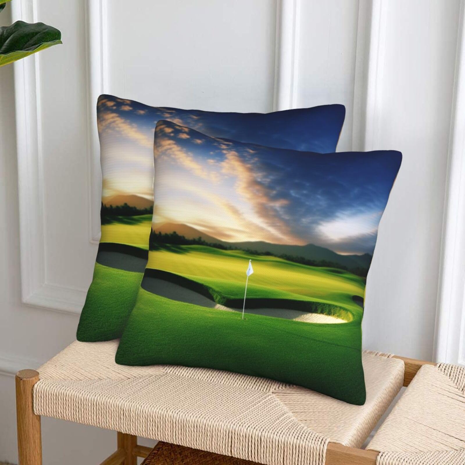 NONHAI Decorative Throw Pillow Covers Set of 2, 20"x20" Square Cushion Case Soft Comfy Golf Course Throw Pillows for Couch Cushion Livingroom Farmhouse Home Decor Pillowcases