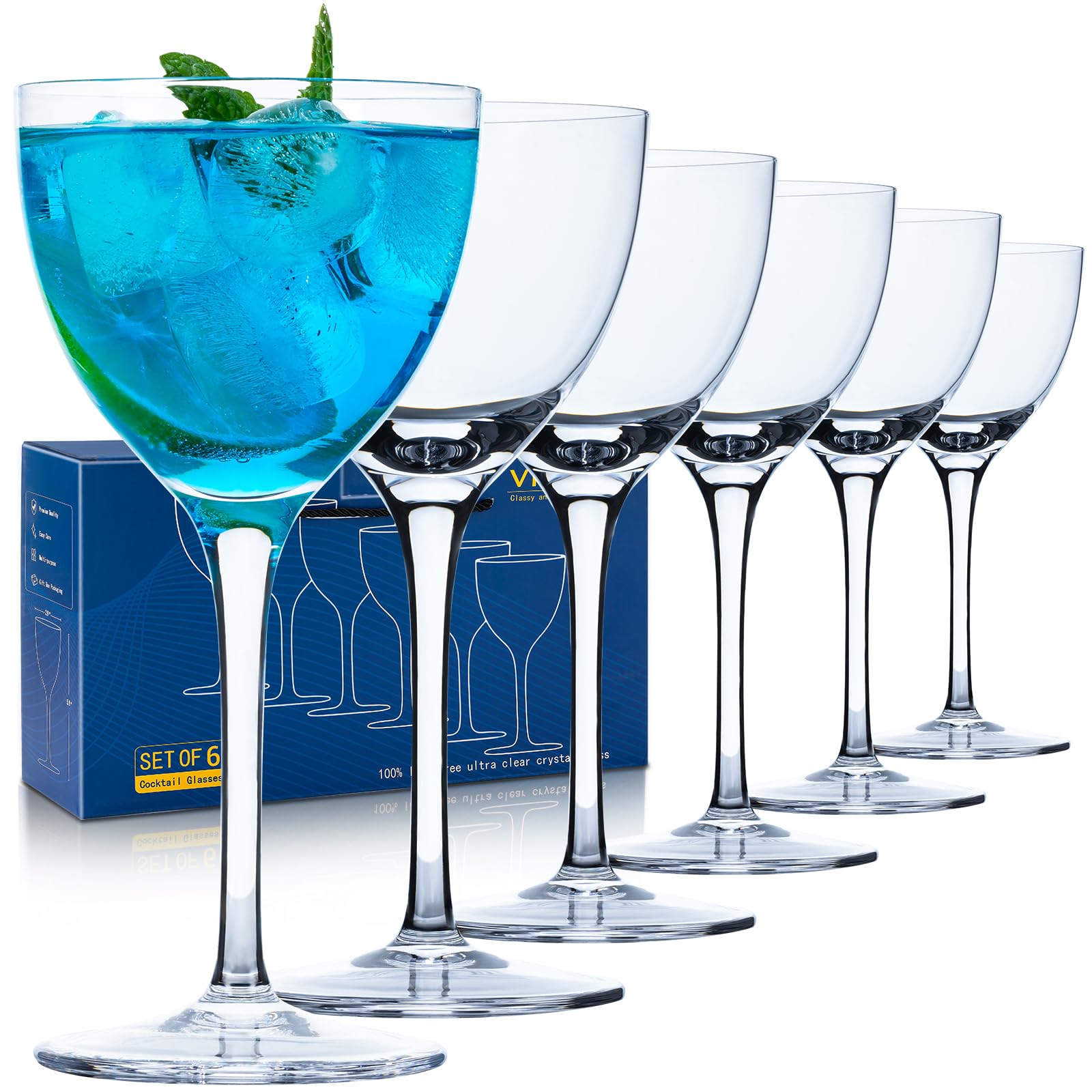 Amazon.com | VIFVOR Martini Glasses Set of 6, Nick and Nora