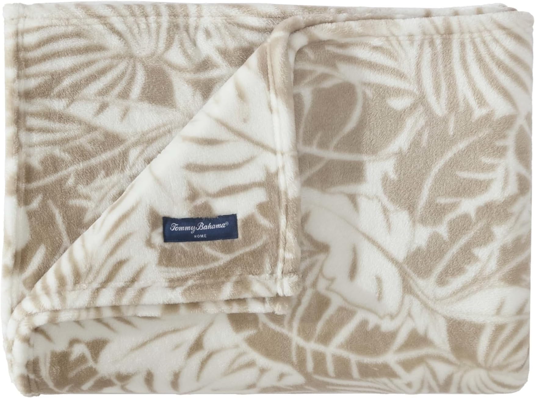 Tommy BahamaThrow Blanket, Plush Fleece Bedding, Tropical Home Decor for Bed or Couch (Costa Blanca Beige, 50" x 70")