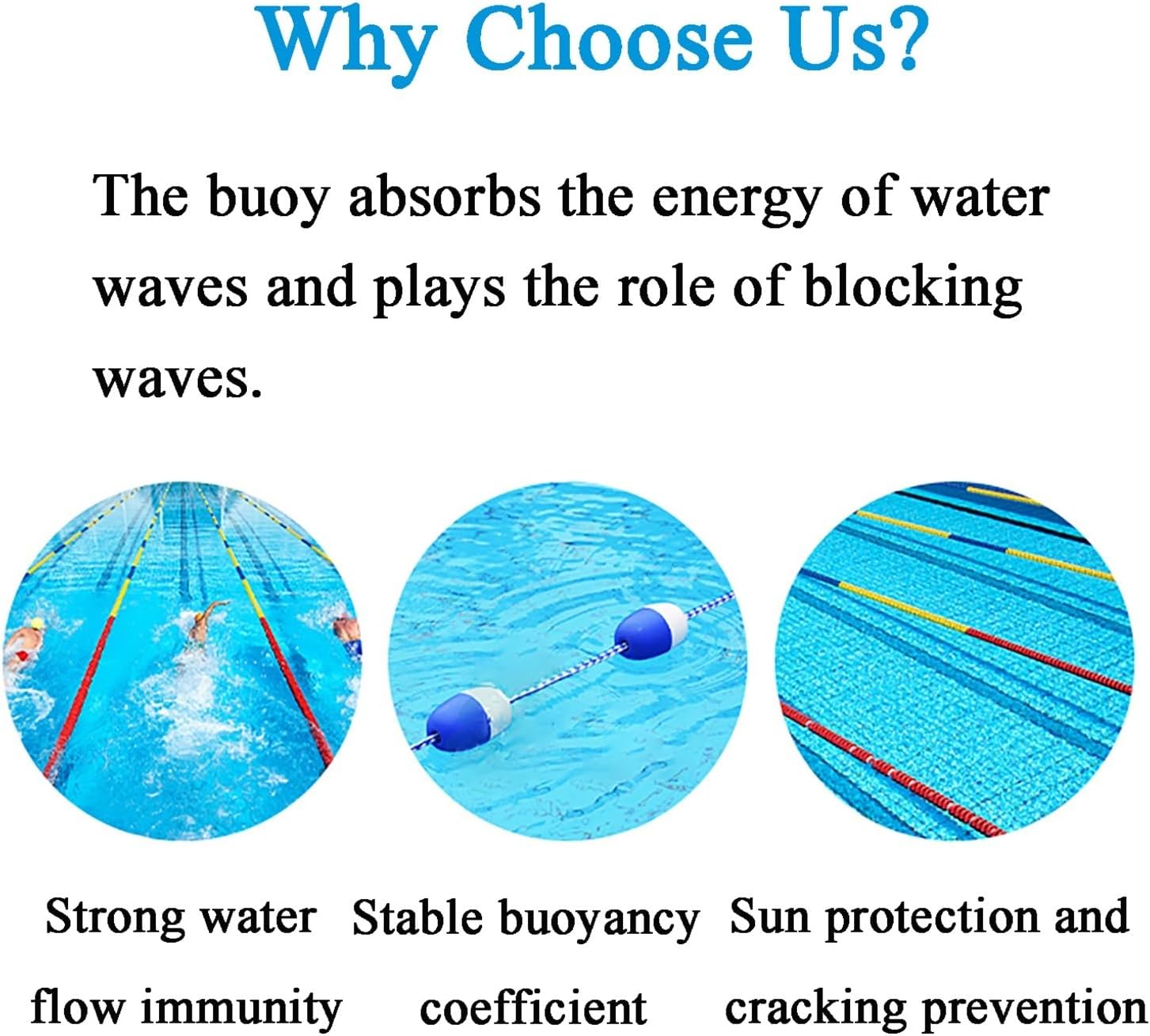 Swimming Pool Safety Rope Kit - Durable Nylon Float Line with Buoys for Lane Division, Ideal for Commercial Pools and Water Parks, Enhanced Visibility and Safe