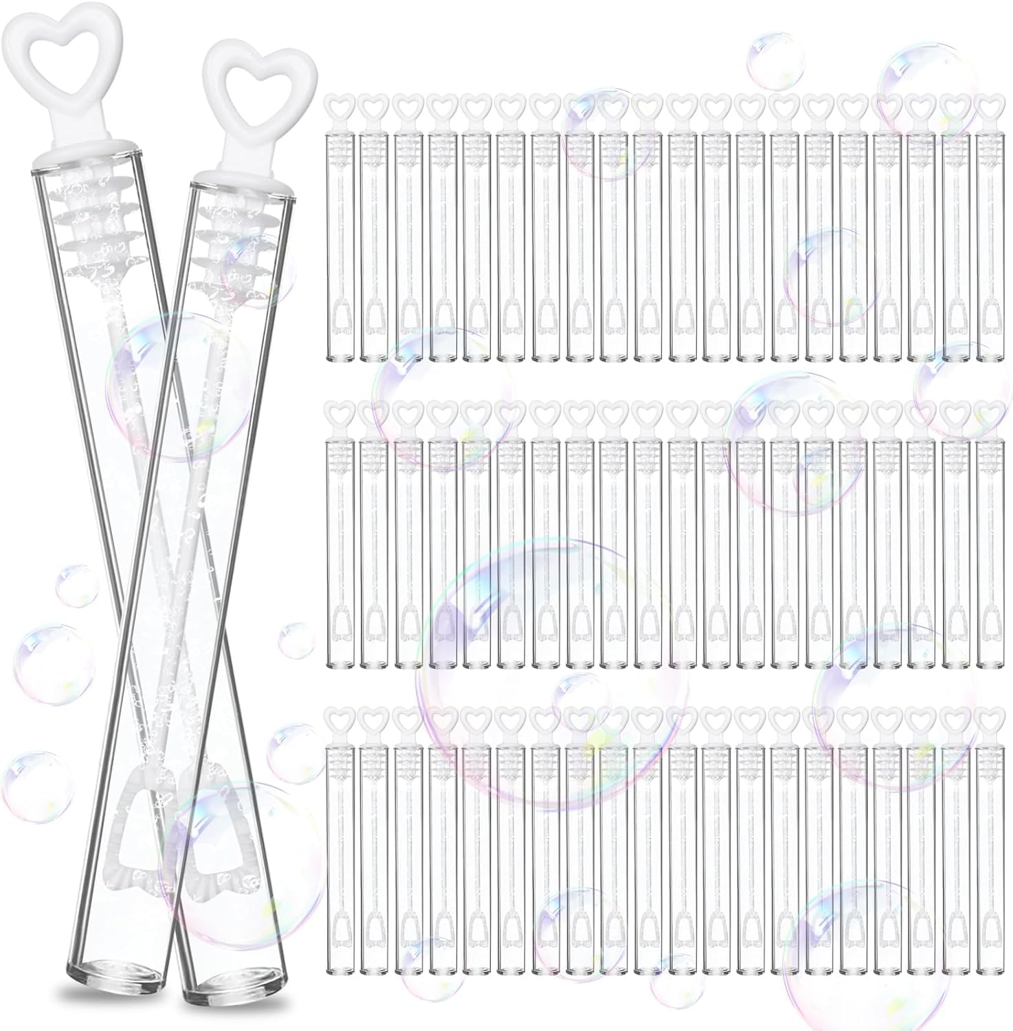 60 Pompas de Jabón para Bodas,Blanco Mini Varitas de Burbujas,Pomperos Boda con Asa en Forma de Corazón,Decoración Burbujas para Bodas,Bautizos,Cumpleaños,San Valentín,Fiesta