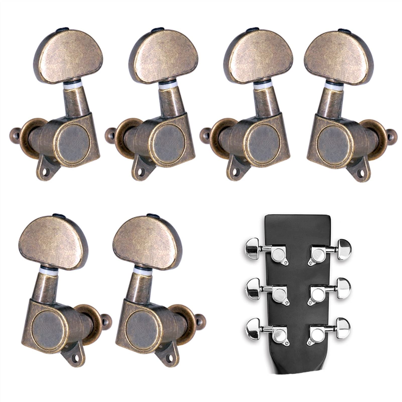 Stimmwirbel Gitarrensaiten 6 Stücke Geschlossene Gitarre-Tuning-Pegs String-Tuner-Maschinenköpfe Knöpfe Tuning-Tasten Für Folk Akustik/E-Gitarre (Color : Bronze)