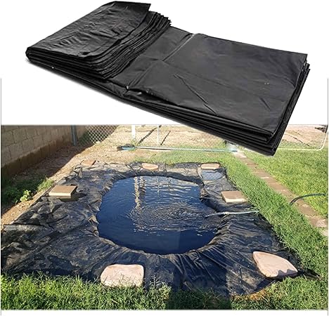 Image UHEKC Pond Liner Fishpond Garden Liner Heavy Duty Rubber Sheeting, Resists Puncture Foldable for Fountains, Landscaping, Multiple Sizes (Color : Black, Size : 9x10m)