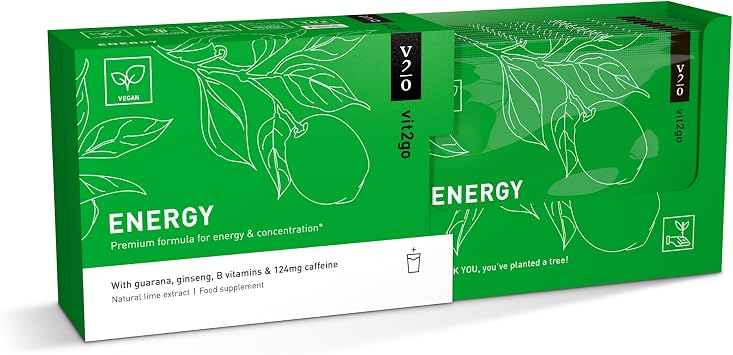 Natural Energy Drink Mix   124mg Caffeine from Ginseng & Guarana | Sugar-Free, No Crash Pre-Workout Powder | B Vitamins, Magnesium & Zinc | Focus & Performance | Keto, Vegan | 10 Sachets