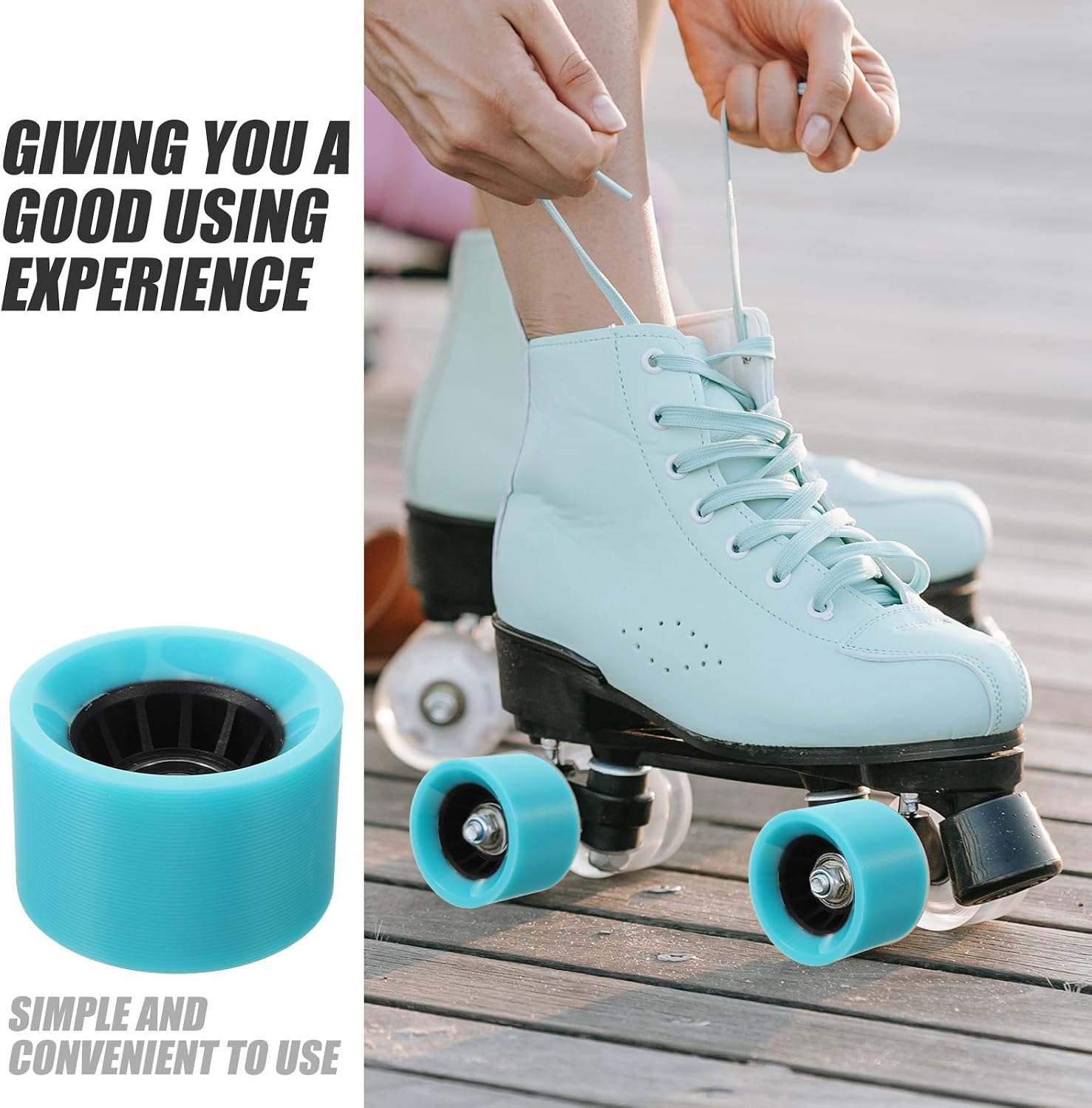 DOITOOL 4pcs 90a Pu Skate Wheels Replacement Set for Roller Skates Sturdy Wheel with Bearings Outdoor Roller Accessory for Speed and Comfortable Ride