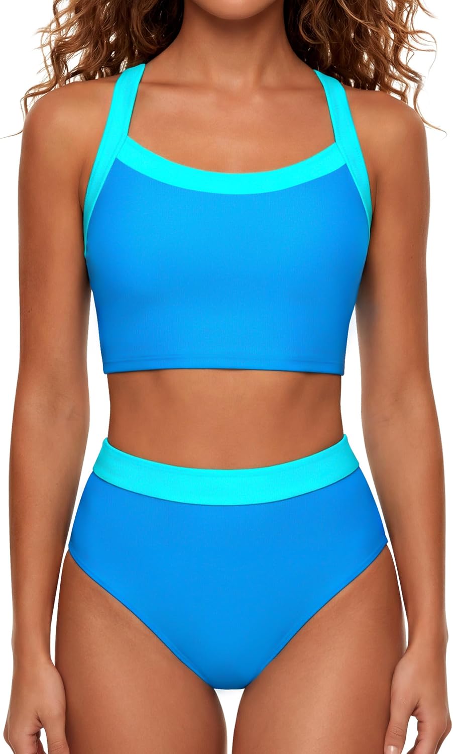 BMJL Womens High Waisted Bikini Sets Color Block Two Piece Swimsuits Sporty Supportive Bathing Suit 2026 Summer
